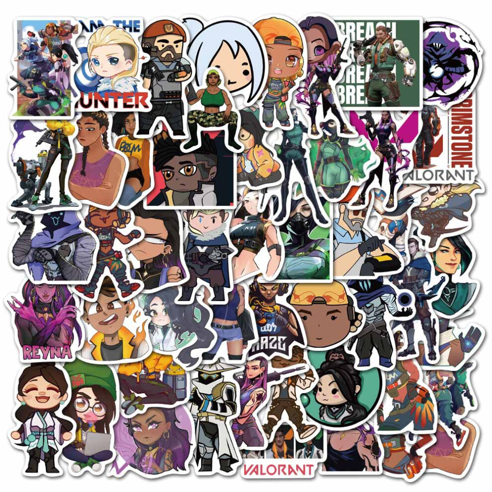 (MULTICOLOR) 50Pcs Valorant Stickers DIY Stickers Scrapbooking Phone Luggage Skateboard Waterproof Decals