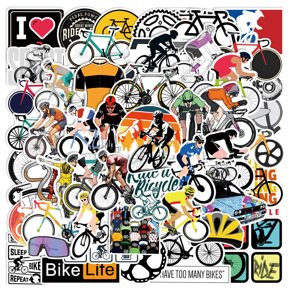 (MULTICOLOR) 50Pcs Cool Mountain Bike Stickers Outdoor MTB Bicycle DIY Stickers Scrapbooking Phone Luggage Skateboard  Waterproof Decals
