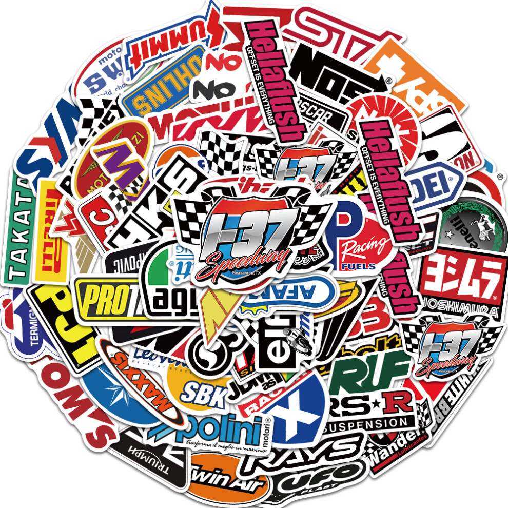 (MULTICOLOR) 100PCS Racing Stickers Dirt bike Automotive Sticker Pack Car Brand Logo Vinyl Stickers Auto Waterproof Stickers