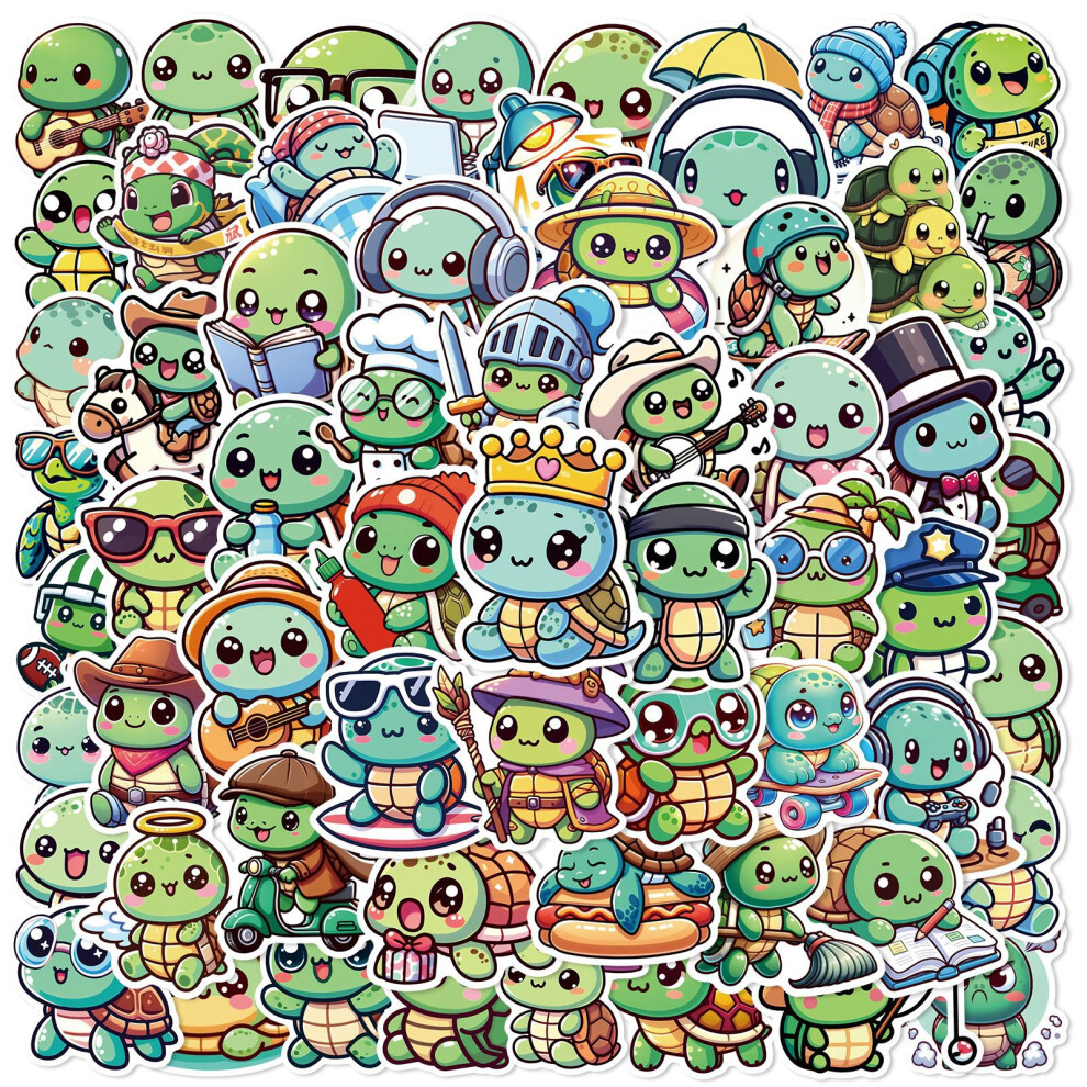 (MULTICOLOR) 60Pcs Cute Turtle Stickers Kawaii Sea Turtle DIY Stickers Scrapbooking Phone Luggage Skateboard Decorative Waterproof Decals