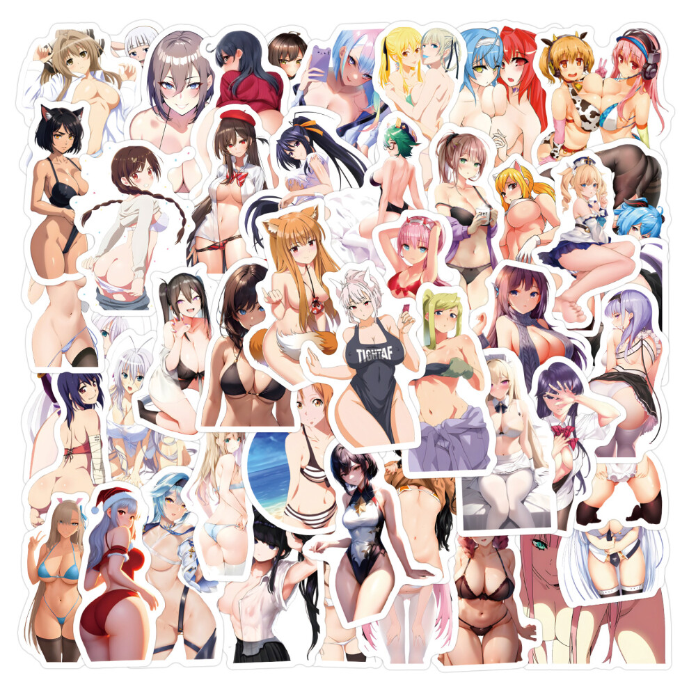 (MULTICOLOR) 52Pcs  Anime  Hentai Waifu Stickers FETCH THIS DIY Stickers Scrapbooking Phone Luggage Skateboard Decorative Waterproof Decals