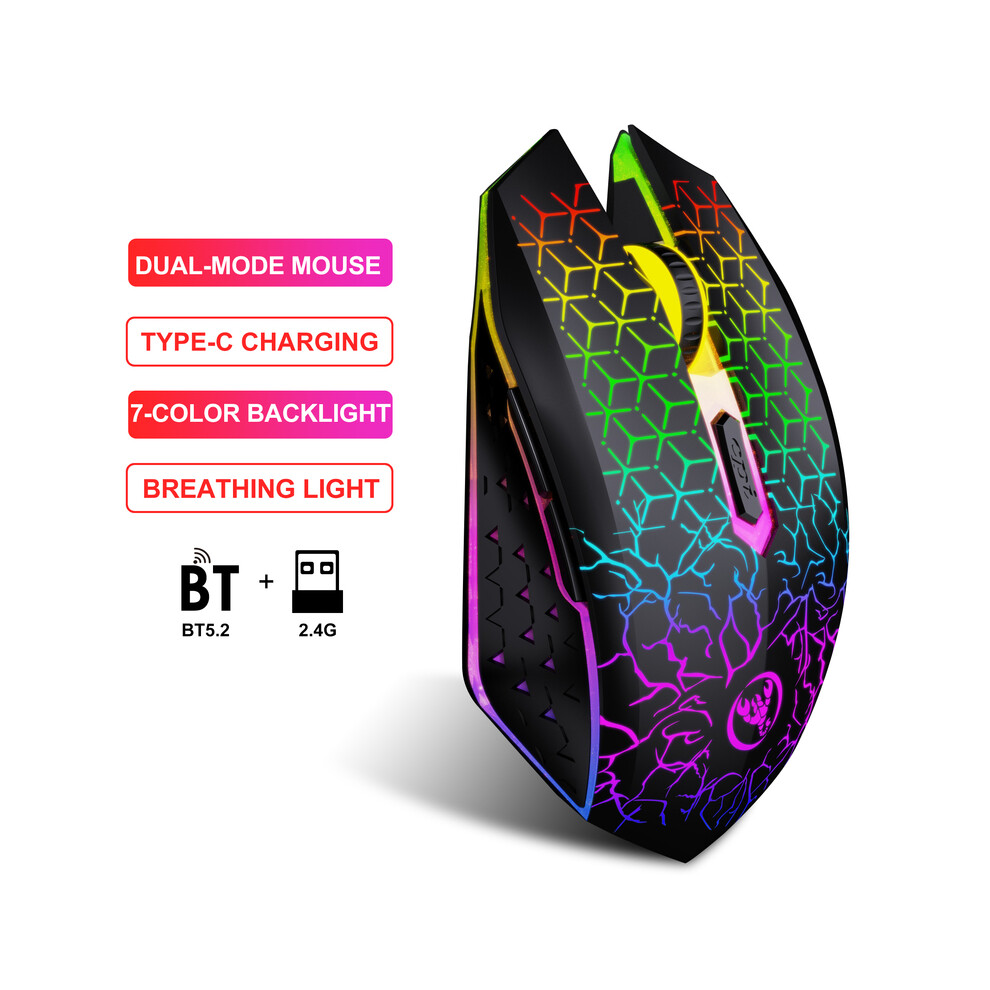 Photos - Mouse MAXPOWER New HXSJ T34 6D dual wireless 1600DPI RGB backlit mute button ergonomics 500mAh rechargea (600x300x2mm, Triangle SS 5)