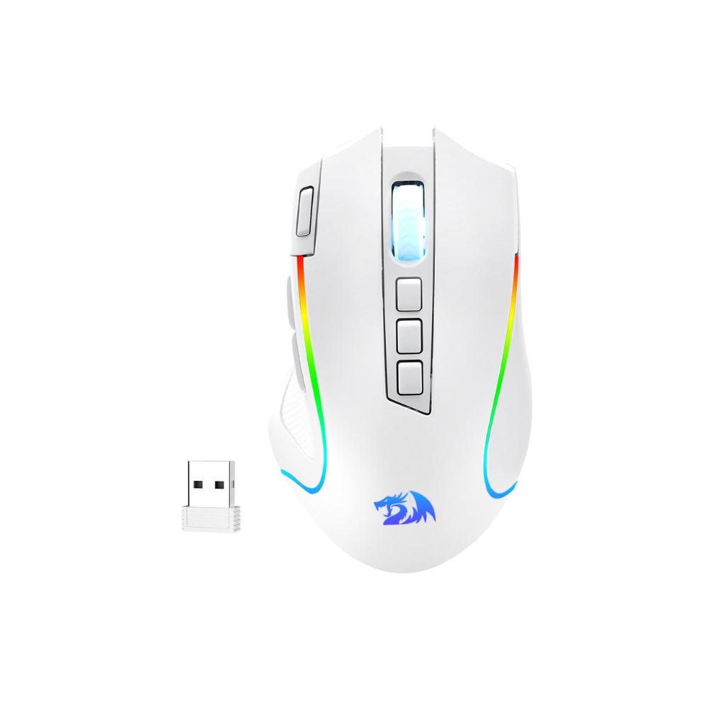 (Two Modes ) Redragon M612 Pro Rgb 8000 Dpi Wired/Wireless 9 Programmable Buttons 6 Backlit Modes Gaming Mouse, Black/White 9036185678704