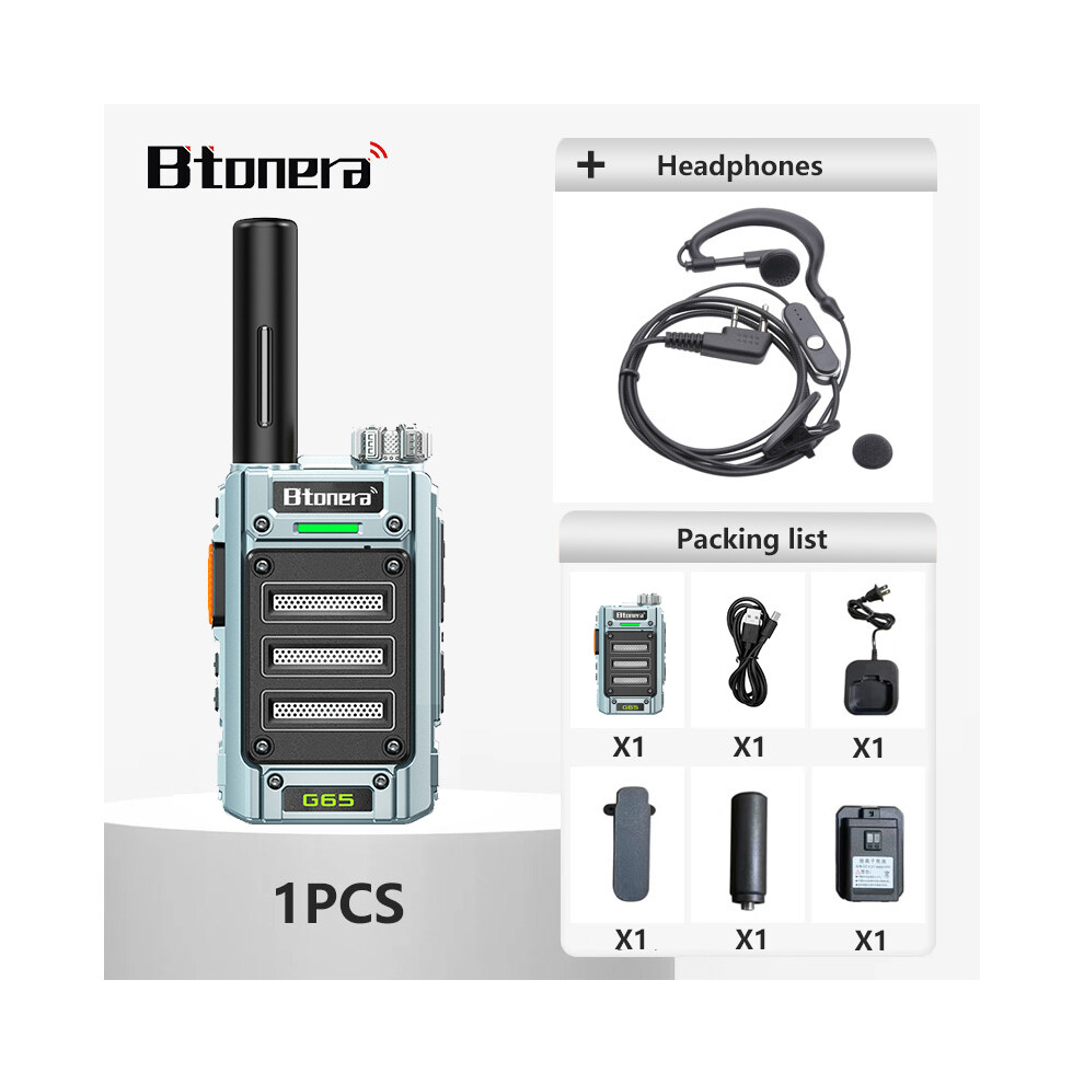 (-Headphones) G65 5W Walkie Talkie Long Range Communication Radios Walkie-Talkie Professional Communicator Two-Way Blue 9036185426763