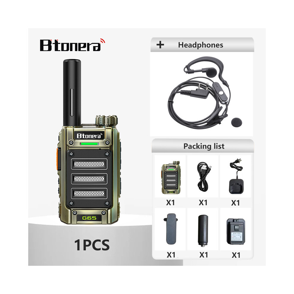 (-Headphones) G65 5W Walkie Talkie Long Range Communication Radios Walkie-Talkie Professional Communicator Two-Way Green 9036185426756