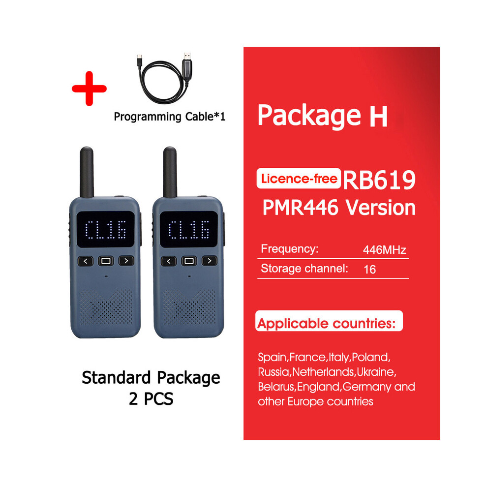 (Package H) Walkie Talkie Mini Retevis Usb Type C Phone Rb619 Pmr 446 Radio Walkie-Talkies 2 Pcs Two-Way Radio Portable 9036185412520