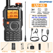 (Add H-771-Cable) UV-K6 Air Band Walkie Talkie Wireless Copy Frequency Multi Band Type-C Portable UHF VHF Long Rang UV5R