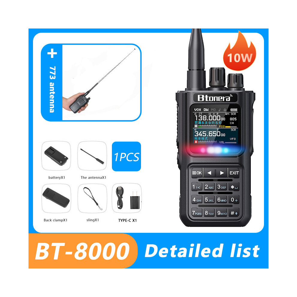 (1Pcs-773) Btdx Bt-8000 10W Full Band Ham Radio Amateur 2 Way Radio 256Ch Walkie Talkie Am Air Aviation Band Color 9036185429306
