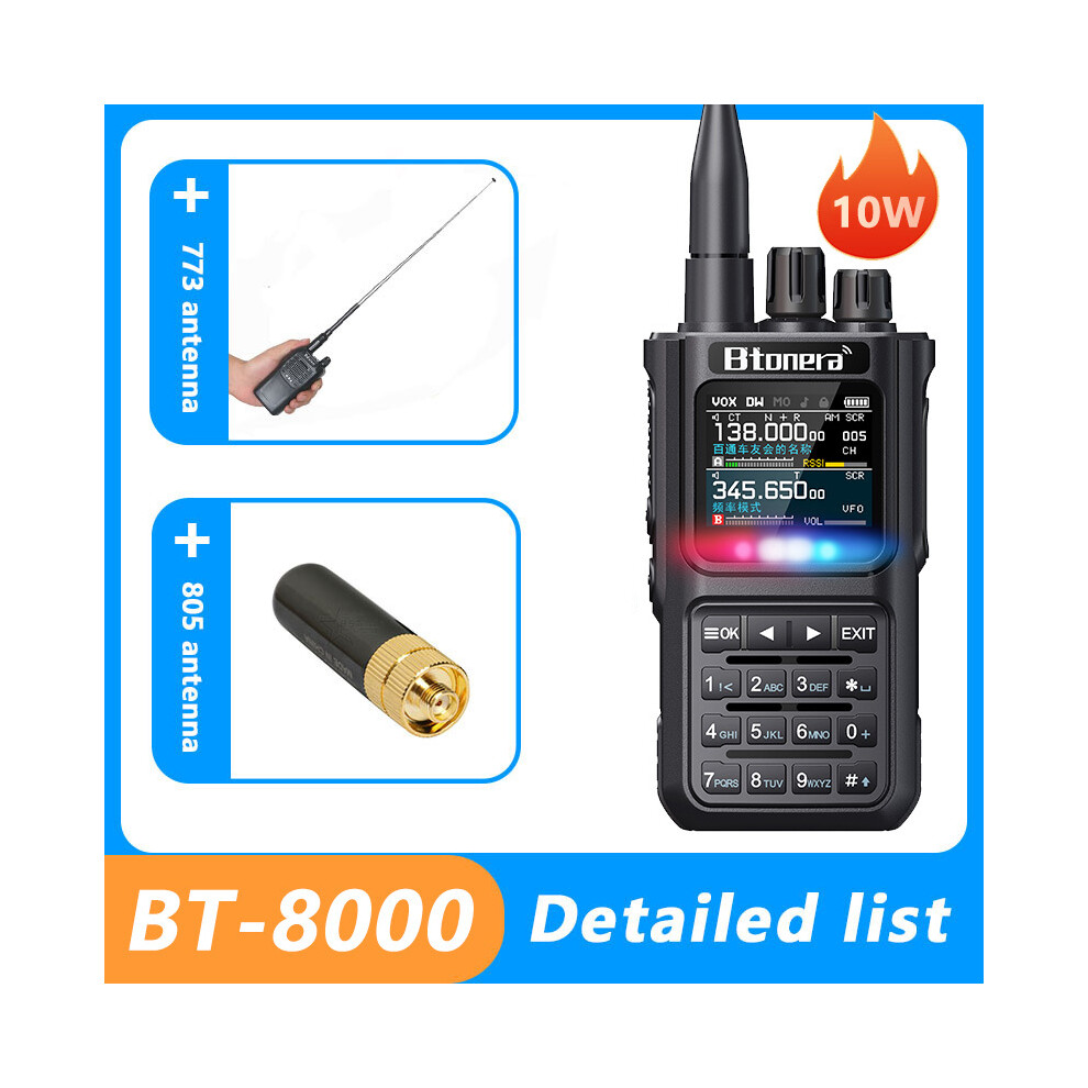 (1Pcs-805-773) Btdx Bt-8000 10W Full Band Ham Radio Amateur 2 Way Radio 256Ch Walkie Talkie Am Air Aviation Band Color 9036185429436