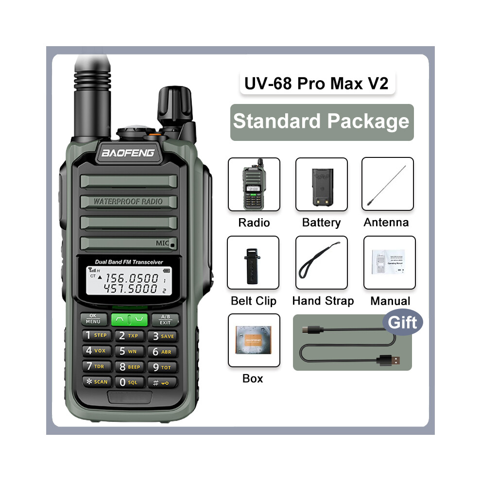 Photos - Radio / Clock MAXPOWER UV-68 Pro Max V2 10W IP68 Walkie Talkie Waterproof High Power CB Ham Long Range UV-S22 Pro V2 UV-98 (Green Standard)