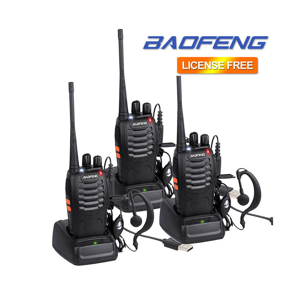(3Pcs) 1-4 Pcs Bf-888S Uhf Walkie Talkie Long Range Vox Two Way Radio + Earpiece 9036185420662