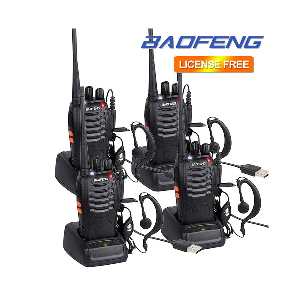 (4Pcs) 1-4 Pcs Bf-888S Uhf Walkie Talkie Long Range Vox Two Way Radio + Earpiece 9036185420679