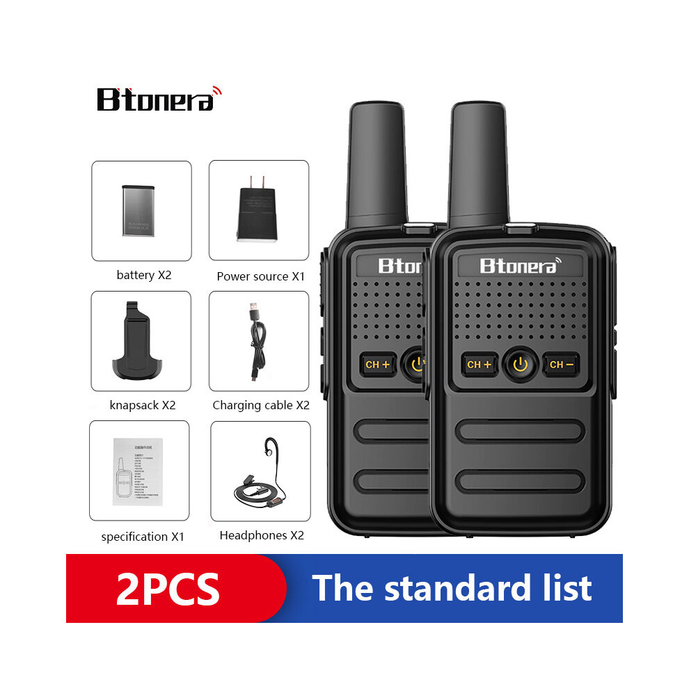 (-Headset) Btoera 2 Pcs Mini Walkie Talkie Pmr 446 Portable Two-Way Radio Ht Ptt Walkie-Talkies 5W 16Ch Uhf 400-470Mhz Black 9036185421263