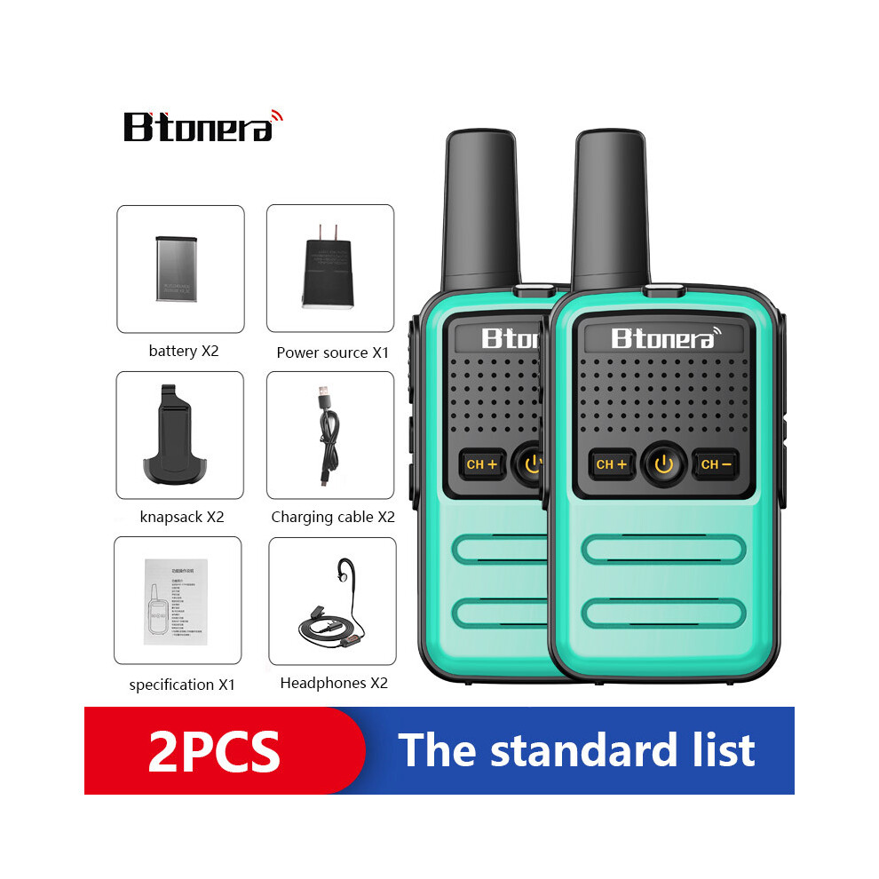 (-Headset) Btoera 2 Pcs Mini Walkie Talkie Pmr 446 Portable Two-Way Radio Ht Ptt Walkie-Talkies 5W 16Ch Uhf 400-470Mhz Green 9036185421317