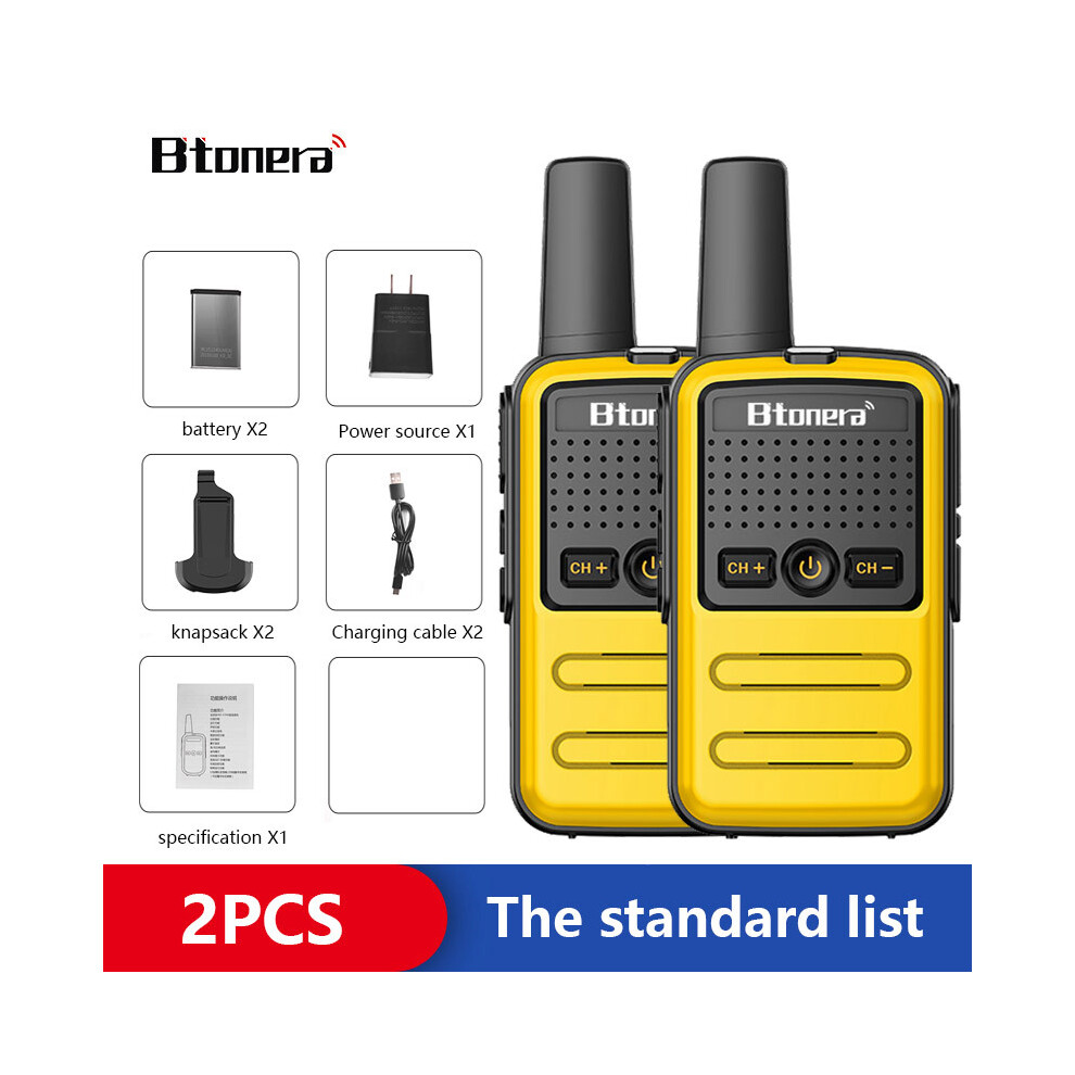 (Yellow) Btoera 2 Pcs Mini Walkie Talkie Pmr 446 Portable Two-Way Radio Ht Ptt Walkie-Talkies 5W 16Ch Uhf 400-470Mhz Yellow 9036185421218