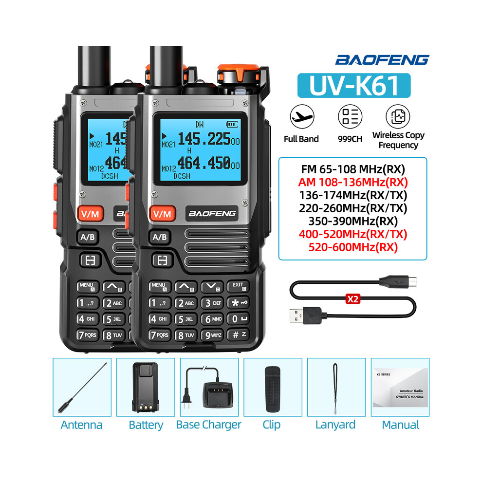 Photos - Radio / Clock MAXPOWER  UV K61 Walkie Talkie Multi Band Wireless Copy Frequency 999CH Type-C DTMF Long Range NOAA UV-5R UV K6 (2XStandard)