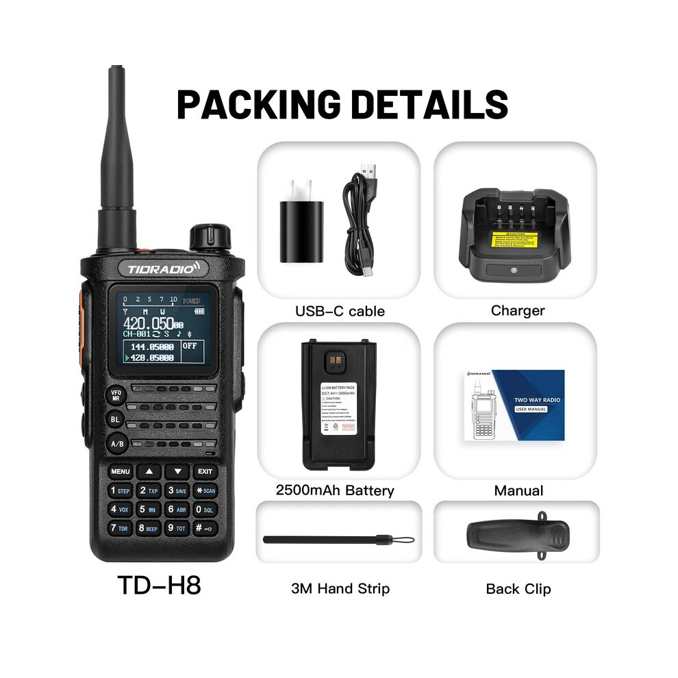 Photos - Radio / Clock MAXPOWER TIDRADIO TD H8 10W High Power Walkie Talkie Long Range Portable Two Way Radio Connection Phone APP Wireless (TD-H8-Black)