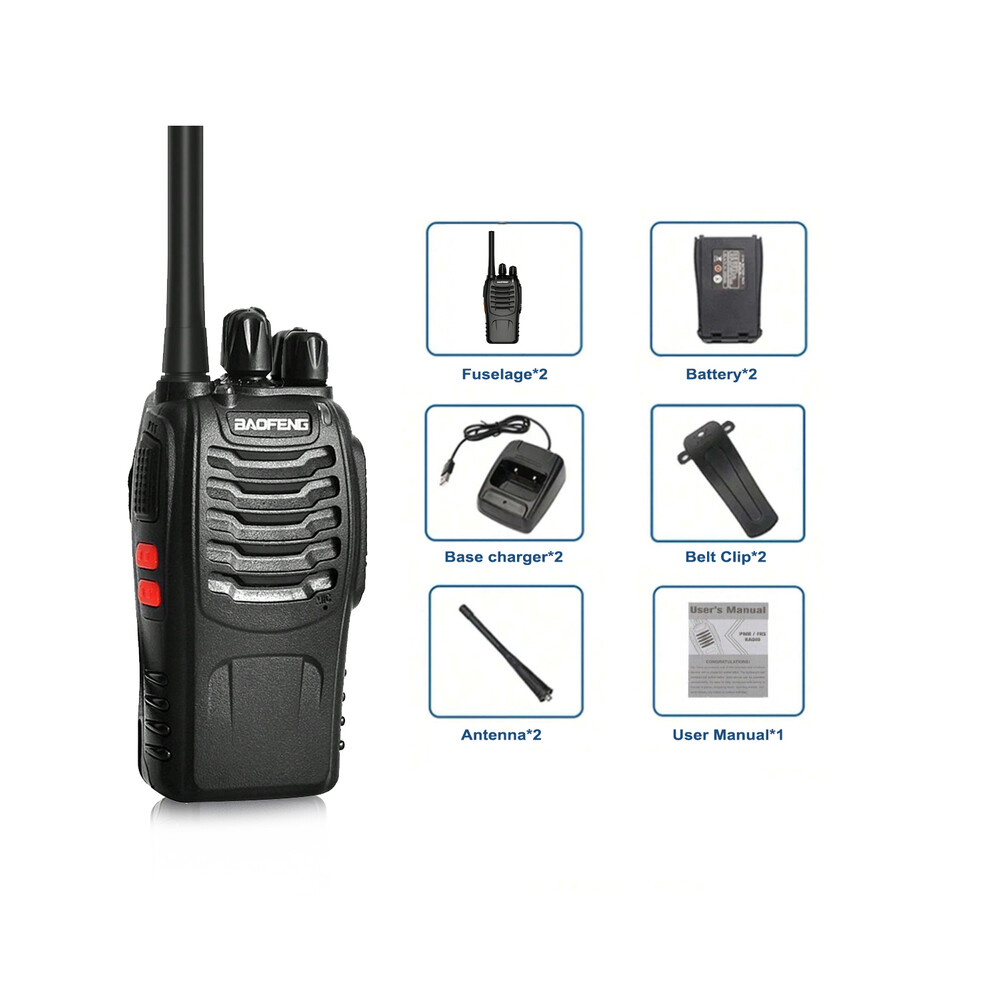 (2Pc) Bf-88E Pmr Handheld Intercom Communicator 16 Kanaal Lange Afstand Gesprek Walkie Talkie 5W 446Mhz Home 9036185414753