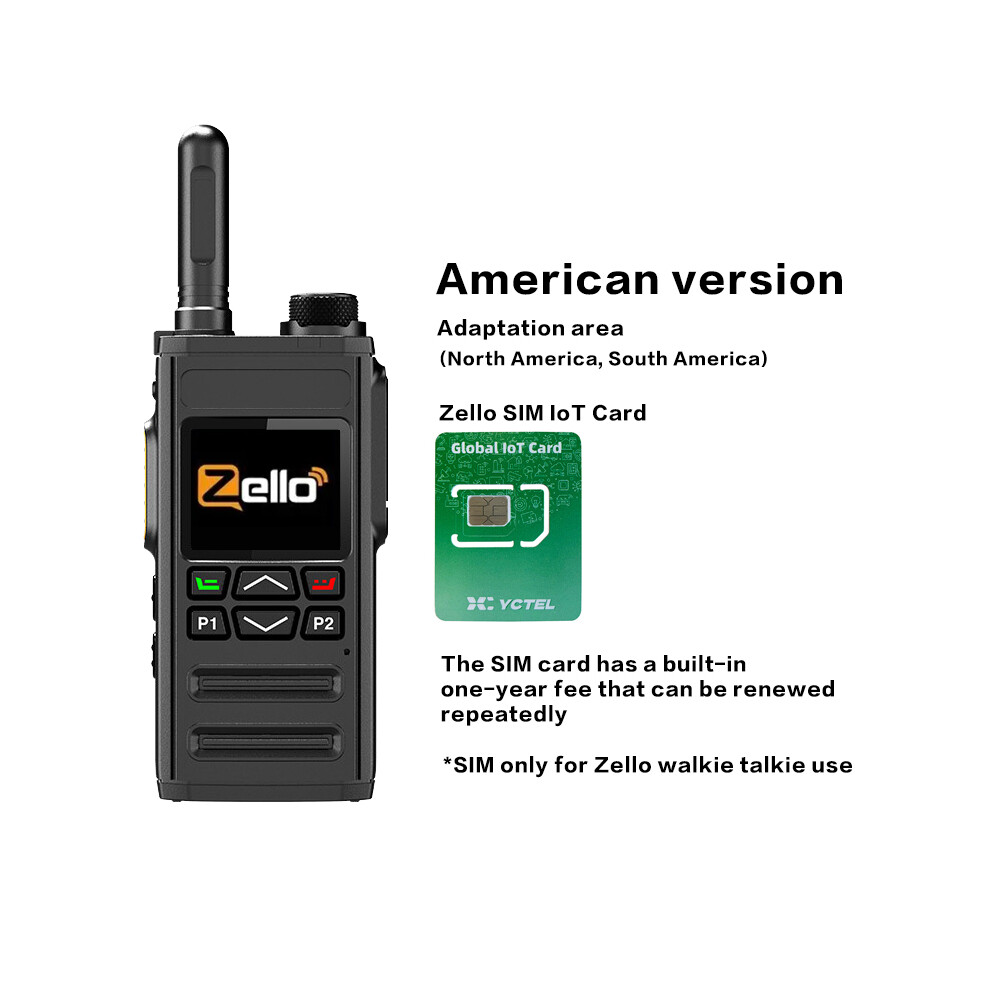 (American Version Sim) Zello Walkie Talkie 4G Sim Card Wifi Network Cell Phone Radio Long Range 100 Miles Professional Poc 9036185431675