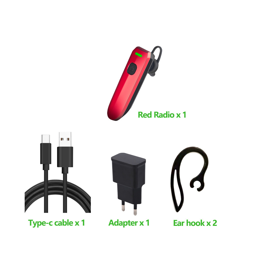 (Red) Business Type Wireless Earhook Mini Walkie Talkie Intercome Bluetooth Pmr Frs Bluetooth-Compatible Headset Red 9036185678407