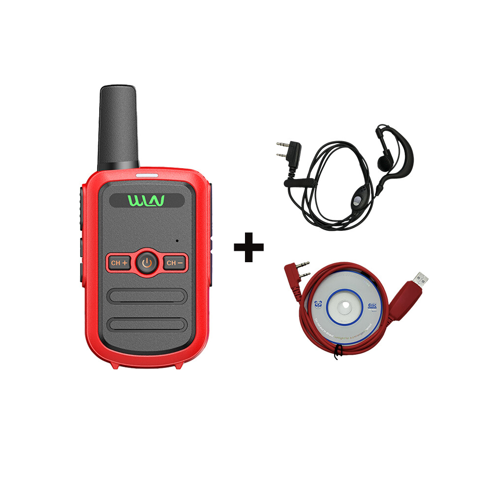 (Ej- Cable-) Wln Kd-C51 Mini Walkie Talkie Uhf 400-470Mhz 16Ch Usb Charging Long Range Portable Handheld Two Way Red 9036185431866