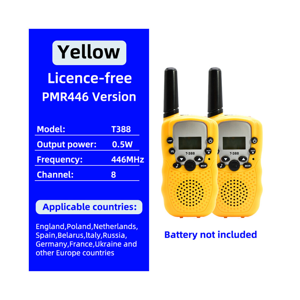 (Eu ) 2Pcs Mini Walkie Talkie Kids Toys 3Km Range Two Way Receiver Electronic Toy Radio Lcd Flashlight Children Yellow 9036185415330