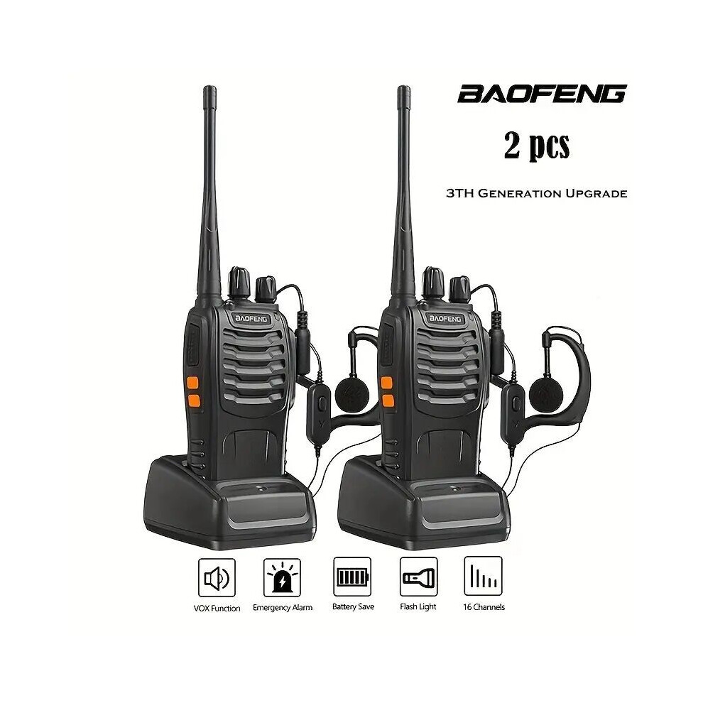 (Black) Bf-888S Walkie Talkie Two-Way Radio Set Bf 888S Uhf 400-470Mhz 16Ch Long Range Walkie-Talkie Radios Black 9036185677509