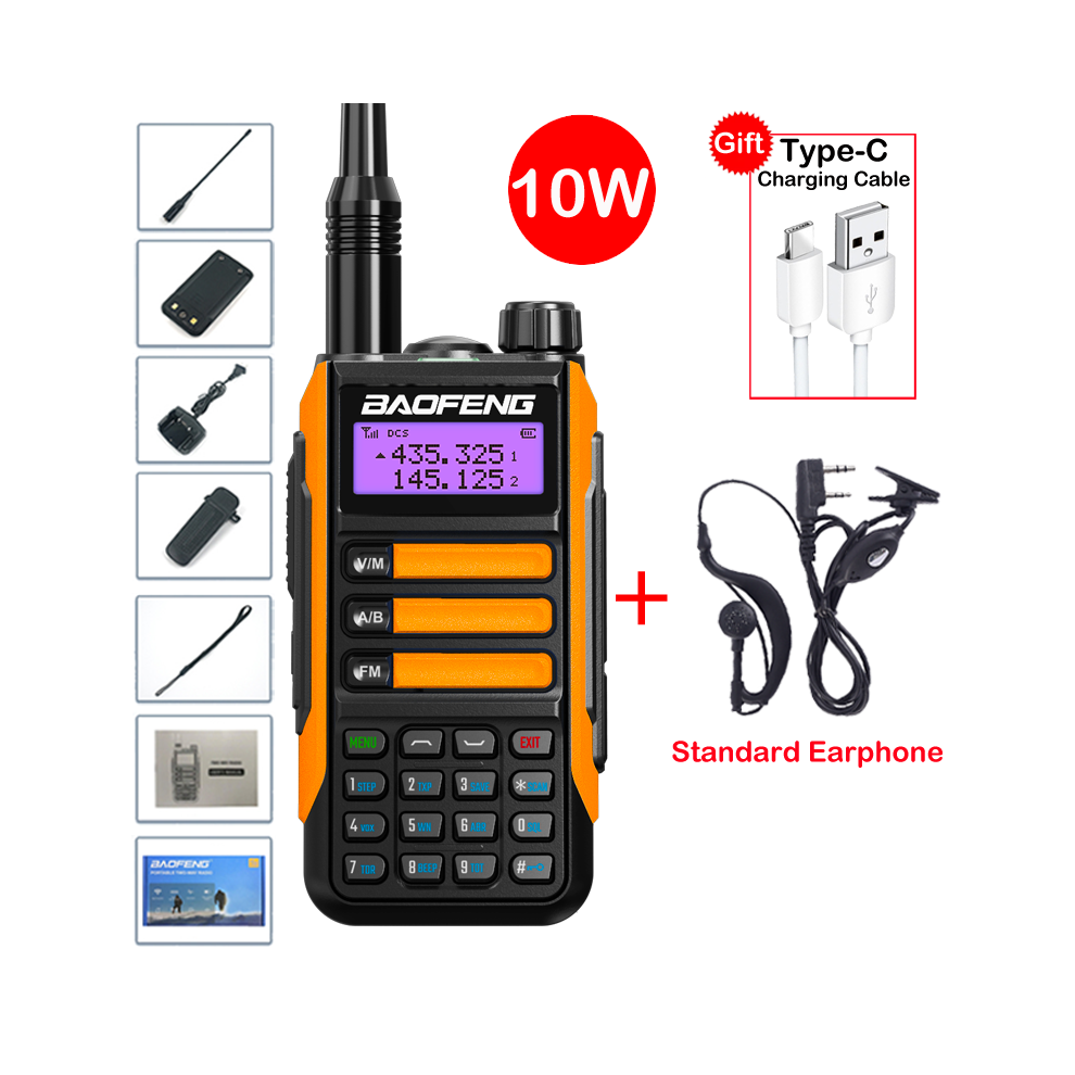 Photos - Radio / Clock MAXPOWER  UV-16 Max IP68 Waterproof Walkie Talkie Dual Band High Power CB Radio Vhf Uhf CB Ham Radio Long Range (Orange-Package 2)