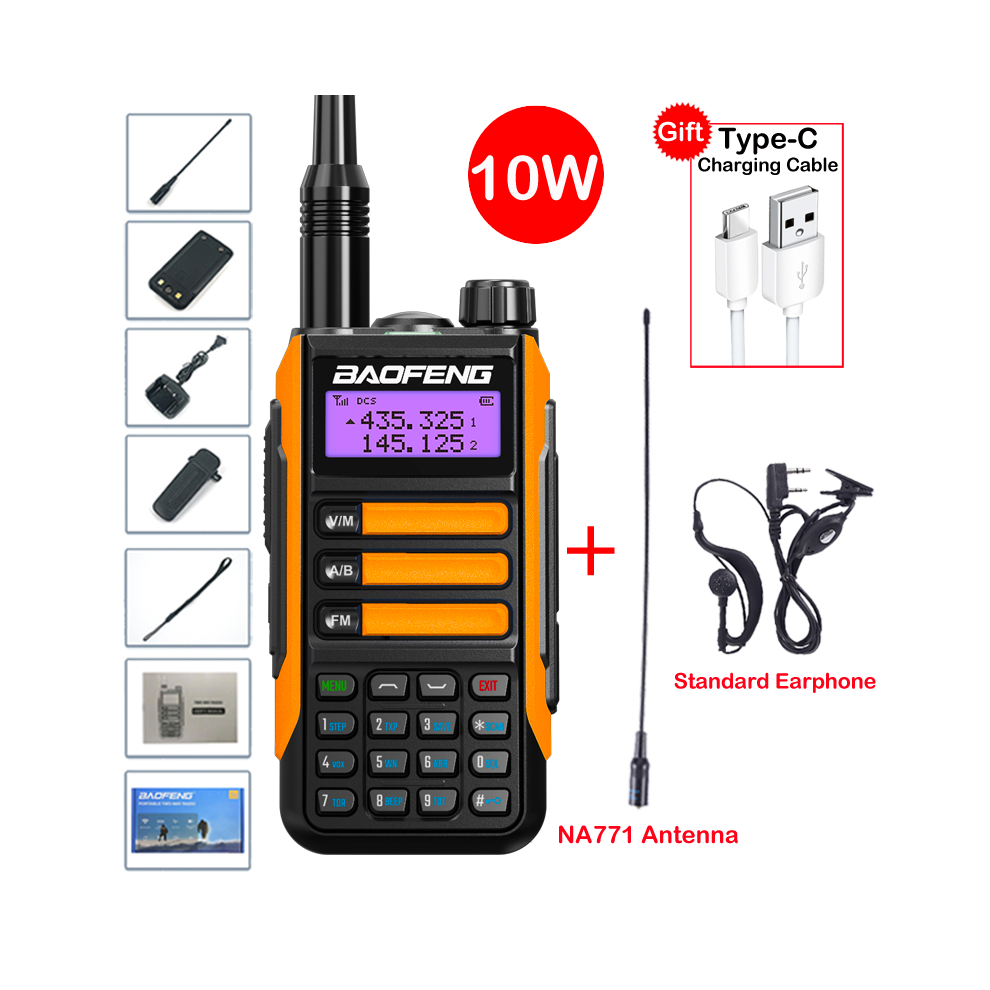 Photos - Radio / Clock MAXPOWER  UV-16 Max IP68 Waterproof Walkie Talkie Dual Band High Power CB Radio Vhf Uhf CB Ham Radio Long Range (Orange-Package 6)