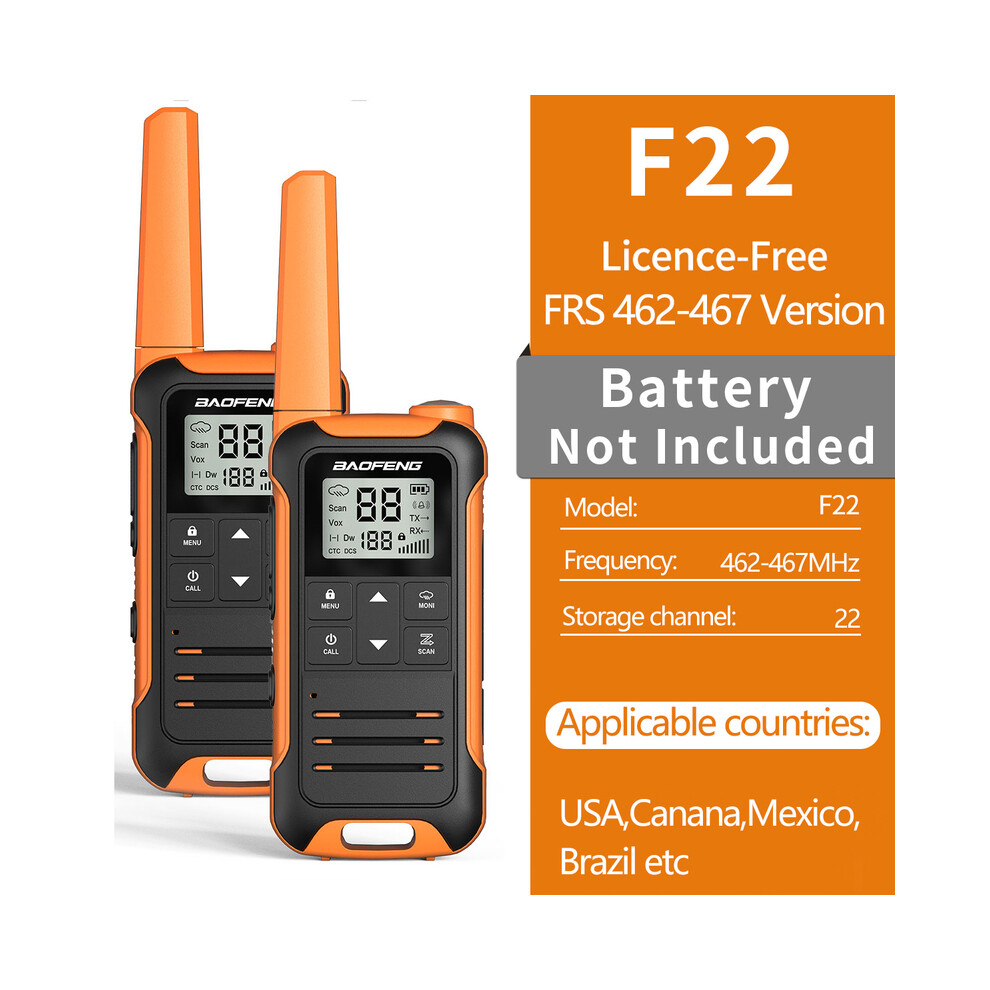 (Frs No Bat-O) 2Pcs F22 Pmr446 Frs Mini Communication Radio Profesional Walkie Talkies Two Way Radio Transceiver For 9036185432184