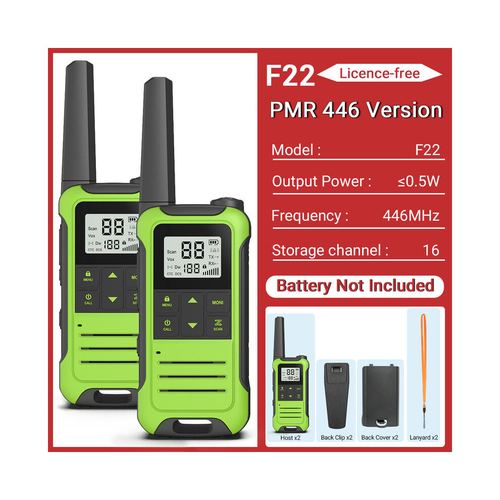(Pmr No Bat-G) 2Pcs F22 Pmr446 Frs Mini Communication Radio Profesional Walkie Talkies Two Way Radio Transceiver For 9036185432238