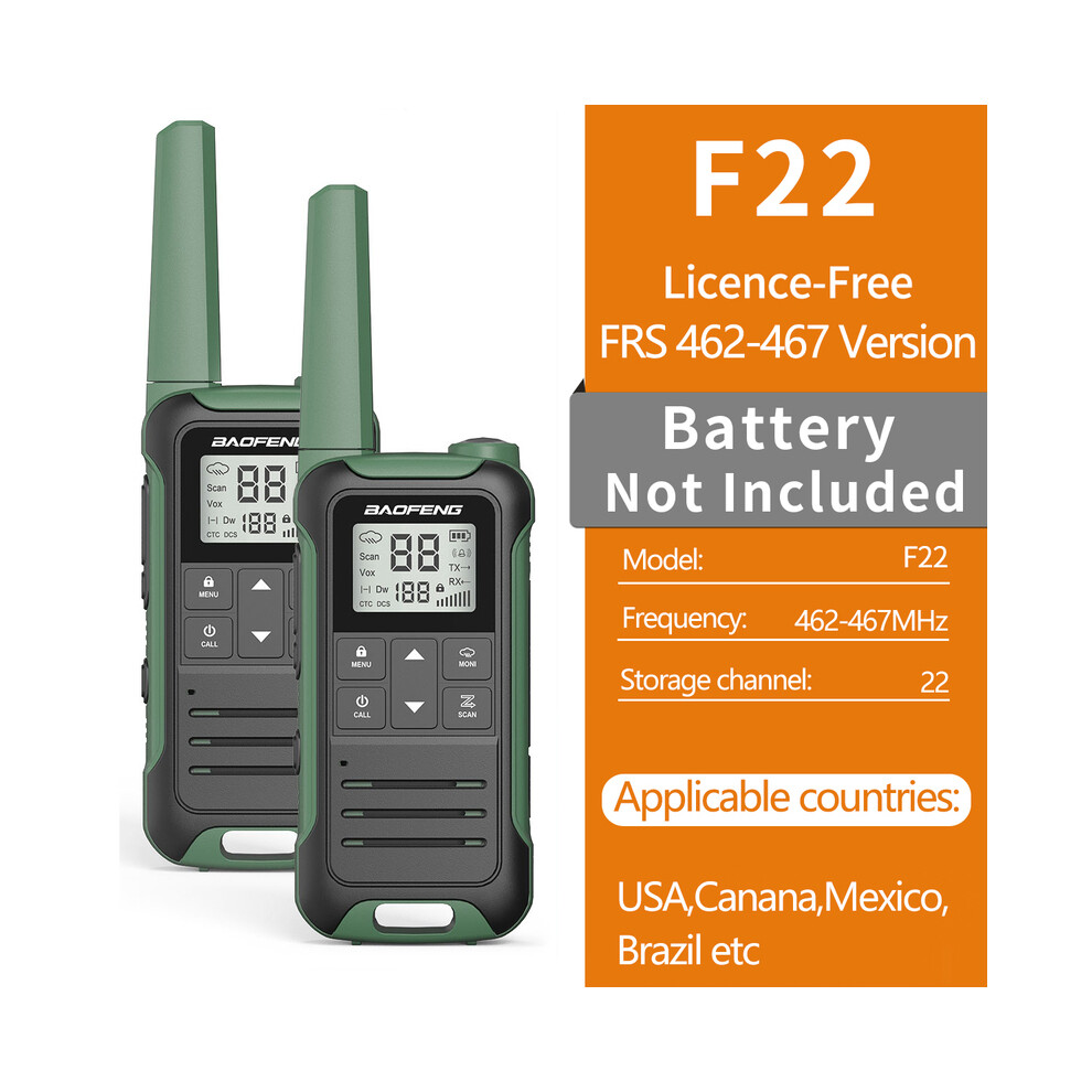(Frs No Bat-Ag) 2Pcs F22 Pmr446 Frs Mini Communication Radio Profesional Walkie Talkies Two Way Radio Transceiver For 9036185432207