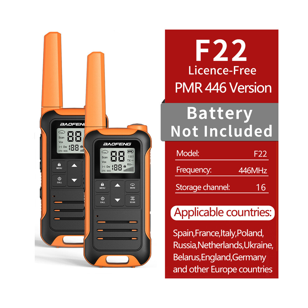 (Pmr No Bat-O) 2Pcs F22 Pmr446 Frs Mini Communication Radio Profesional Walkie Talkies Two Way Radio Transceiver For 9036185432221