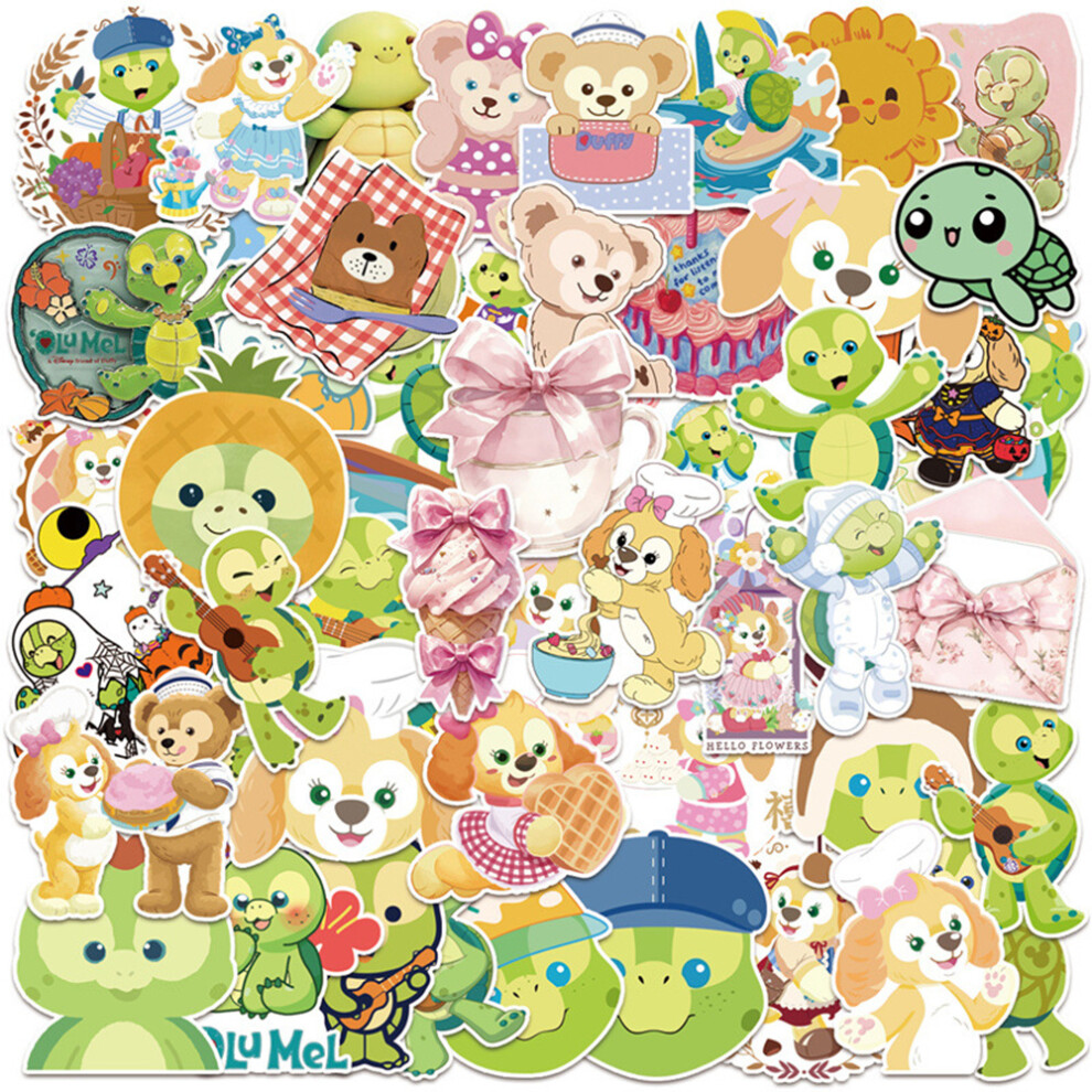 (MULTICOLOR) 50Pcs Cute Olu Mel Stickers Olu Mel Turtle DIY Stickers Scrapbooking Phone Luggage Skateboard Waterproof Decals