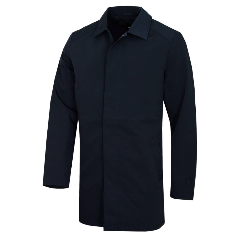 (L, Dark Navy) Lyle & Scott Mens Tonal Eagle Mid-Length Classic Car Coat Jacket