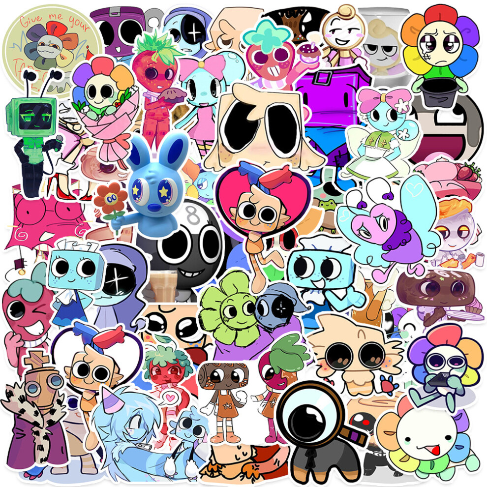(MULTICOLOR) 50PCS Funny Dandys World Cartoon Stickers DIY Decoration Waterproof Skateboard Notebook Luggage Laptop Phone Fridge Decals