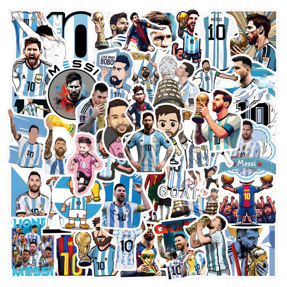 (MULTICOLOR) 50Pcs Lionel Messi  Stickers Messi  DIY Stickers Scrapbooking Phone Luggage Skateboard Waterproof Decals