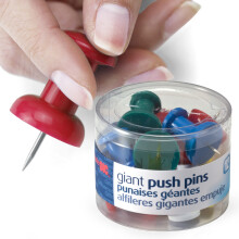 Chinchetas gigantes Officemate de 1,5 pulgadas, colores surtidos, caja de 12 (92902)