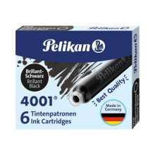 Pelikan 4001 TP/6 Ink Cartridges for Fountain Pens, Brilliant Black, 0.8ml, 6 Pack