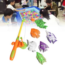 Toy Magnetic Fishing Set Children Puzzle Game Plastic Material Rod 6 Dolls Fish
