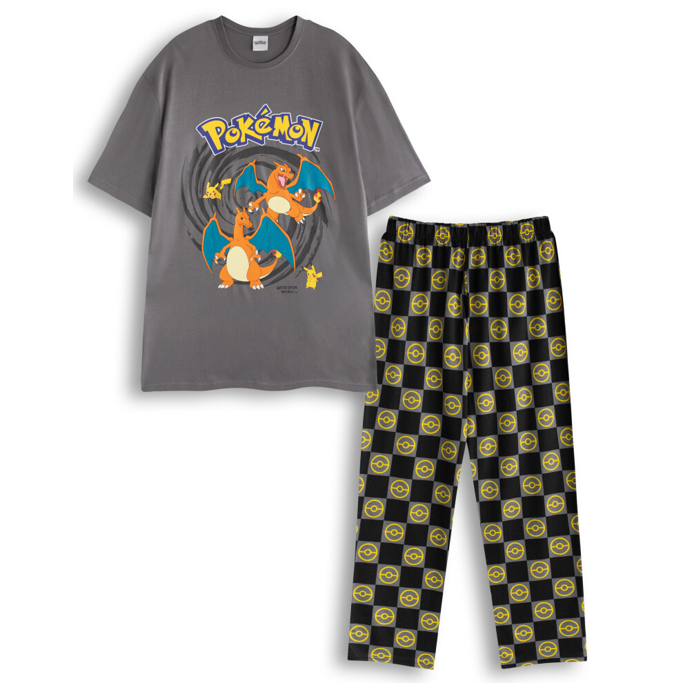 (Large) Pokemon Short Sleeve Long Leg Pyjama Set (Mens Multicoloured)
