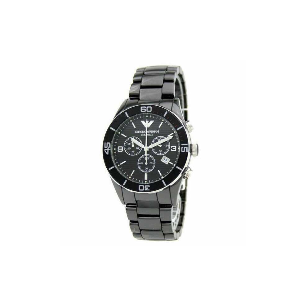 Armani Emporio Classic Gent's Ceramic Bracelet Chronograph Designer Watch Ar1421