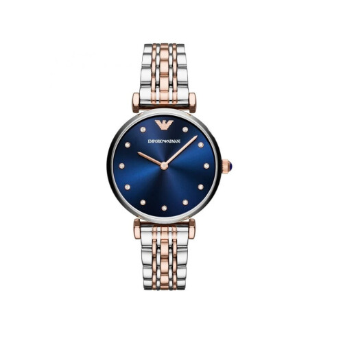 Armani ARMANI AR11092 WOMENS WATCH SILVER GOLD STRAP BLUE DIAL SILVER CASE 1