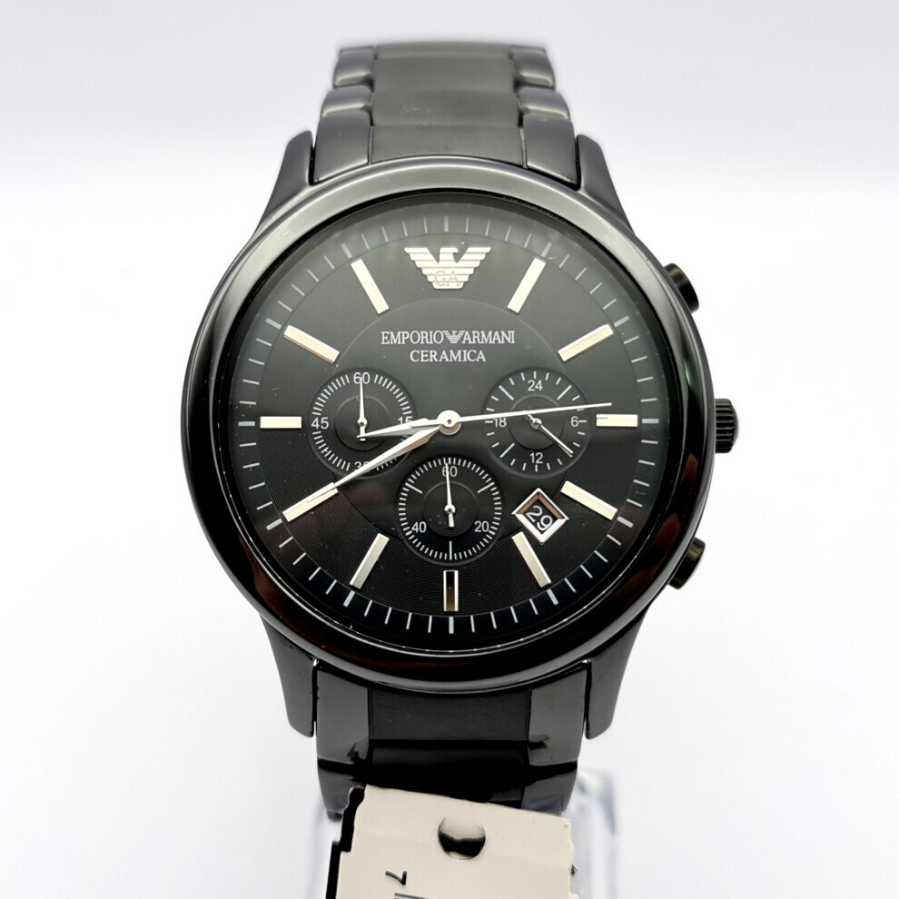 NEW GENUINE EMPORIO ARMANI AR1451 BLACK DIAL CERAMIC MENS WATCH