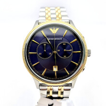 NEW EMPORIO ARMANI AR1847 STAINLESS STEEL GOLD SILVER TONE MEN'S WATCH