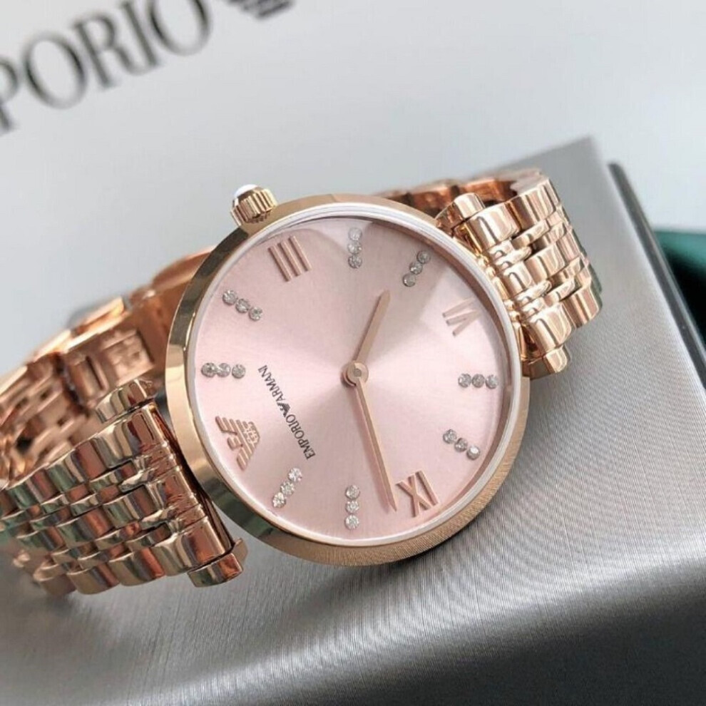 ARMANI AR11059 WOMENS WATCH ROSE GOLD STRAP ROSE DIAL ROSE GOLD CASE