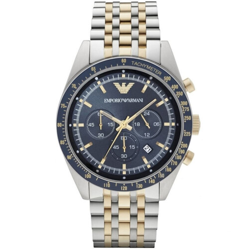 Armani ARMANI MEN'S WATCH AR6088 SILVER GOLD STRAP BLUE DIAL SILVER CASE 1