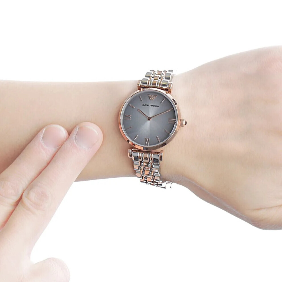 Armani Emporio Ar1725 Gianni T-Bar Two Tone Women's Watch Grey