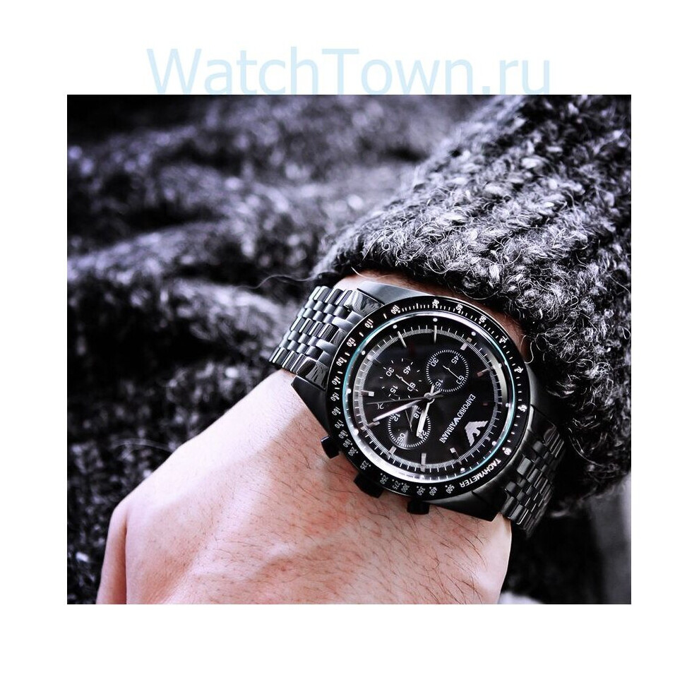 Armani Emporio Ar5989 Dial Bracelet Chronograph Watch Black