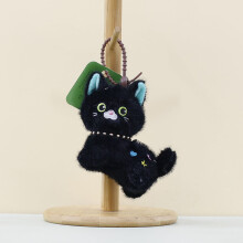 (Black) Cute Cat Little Keychain Cartoon Girl Backpack Decorative Doll Pendant Gift